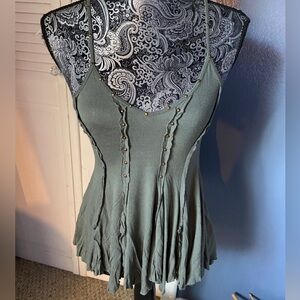 Y2K VINTAGE LUSH OLIVE TANK TOP S